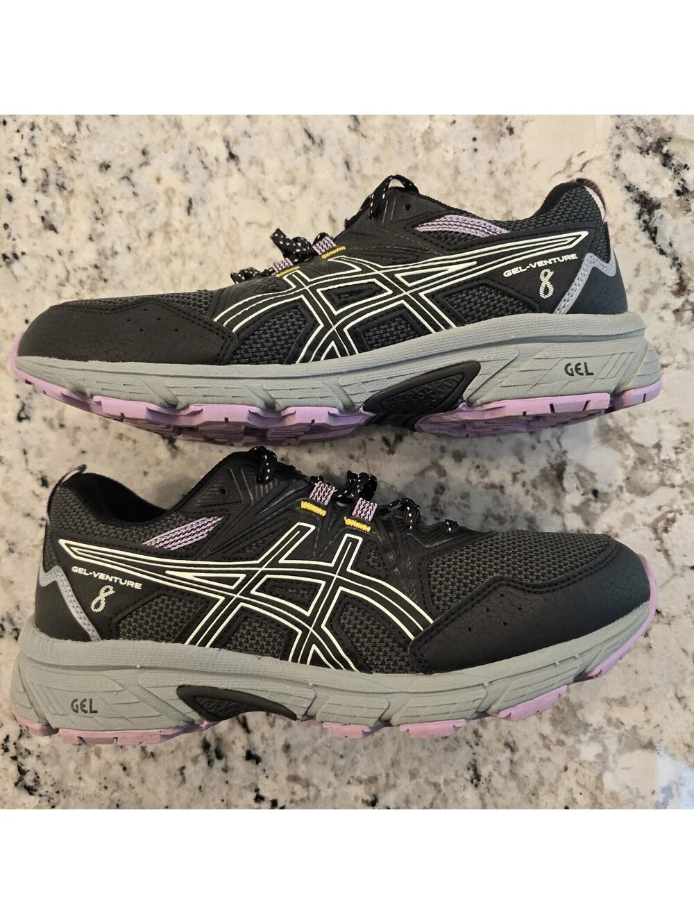 Asics Womens Gel Venture 8 1012A708 Black Purple Shoes Sneakers Size 9.5